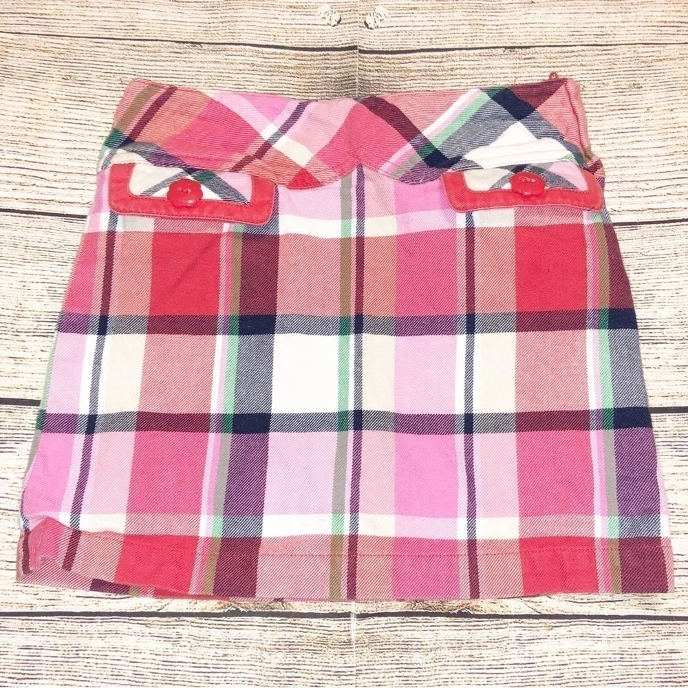 Gymboree Pink, Blue and Green Plaid A Line Skort Size 5